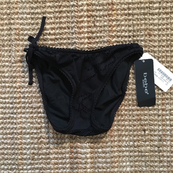 NWT BEBE BLACK EYELET-LOOK 2-PC BIKINI - Picture 2 of 10
